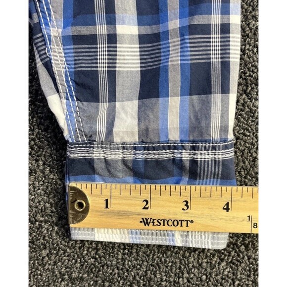 Wrangler 20x‎ Pearl Snap Shirt Blue/Black/White Plaid Men's size XL - Picture 9 of 11